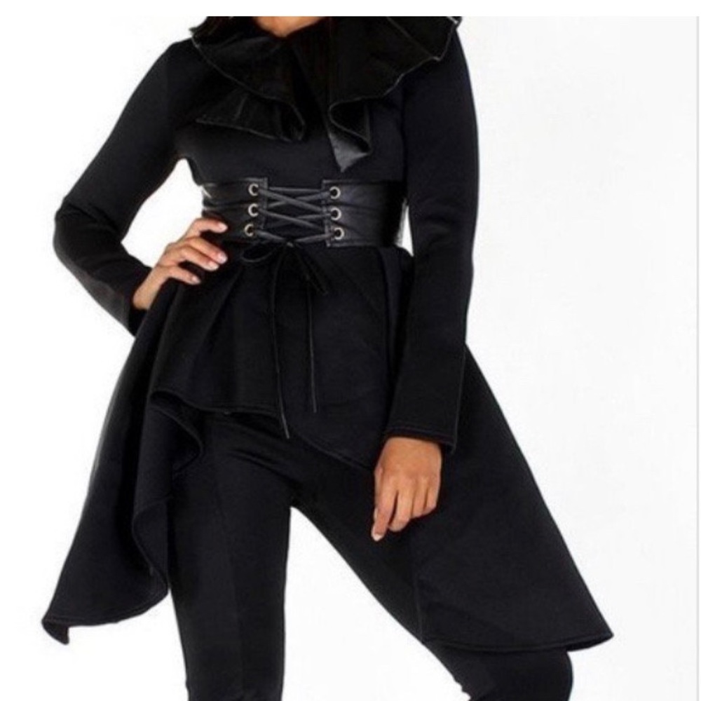 Black high low fitted top